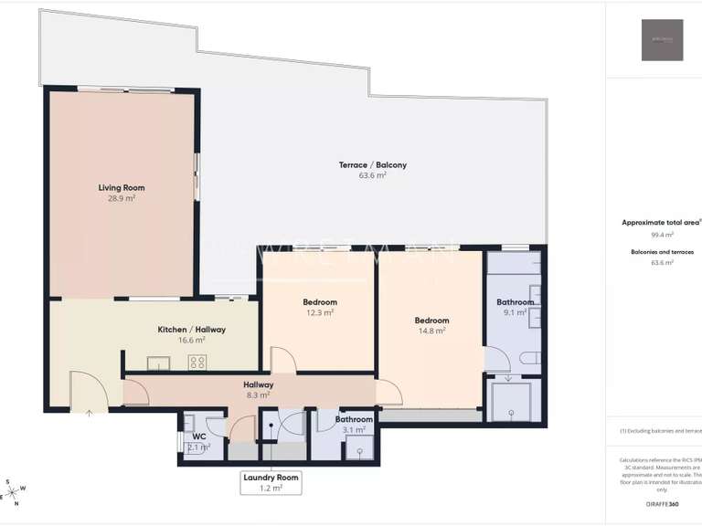 Appartement avec Vue sur mer Vence - 2 chambres - 99m²