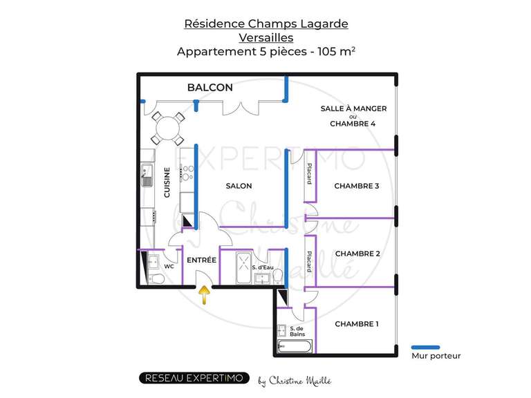 Appartement Versailles - 3 chambres - 105m²