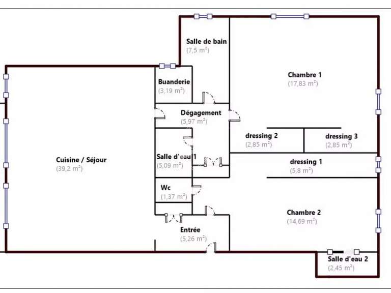 Apartment Villeneuve-Loubet - 2 bedrooms - 128m²